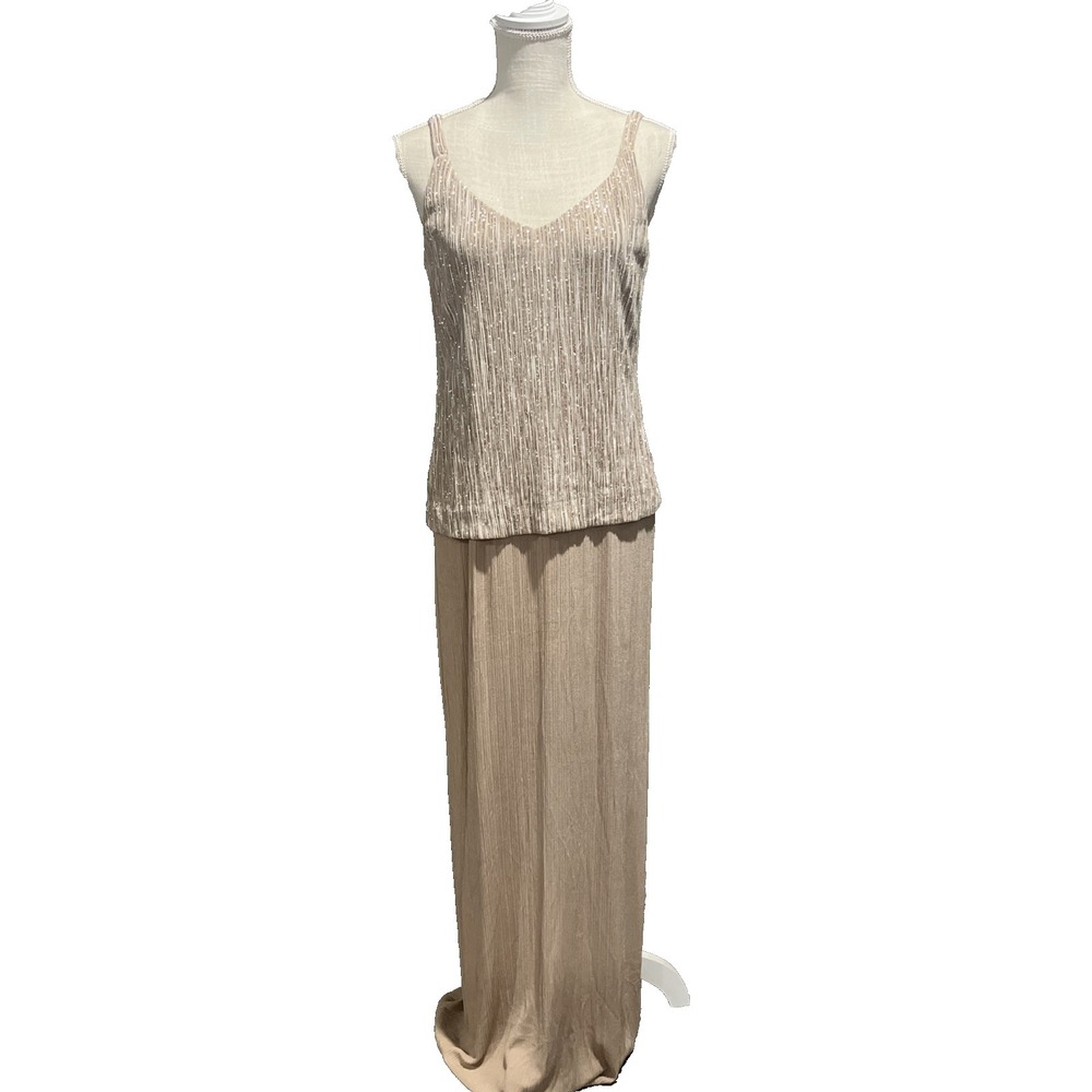 Alex Evenings Womens Formal Dress Size 10 Champagne Glitter Mother of the Bride